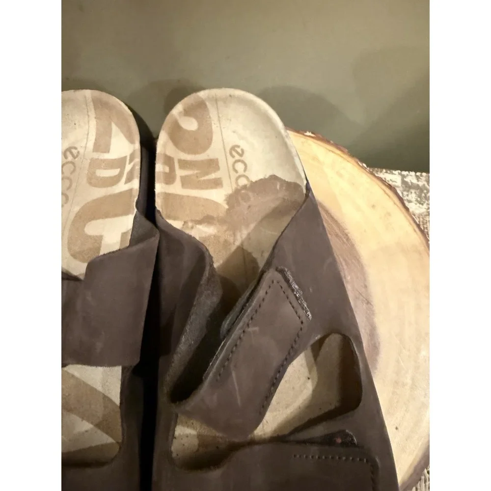 Ecco Men's 2nd Cozmo Sandals Nubuck Leather Mocha Sz 10-10.5 New